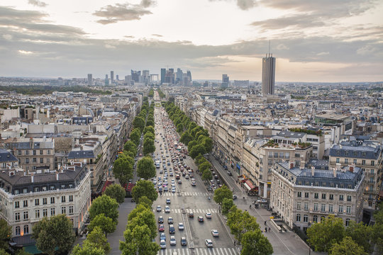 View over the Champs Elysees, Paris, France