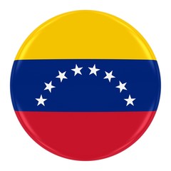 Venezuelan Flag Badge - Flag of Venezuela Button Isolated on White