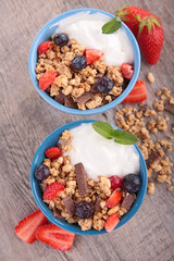muesli with berry fruit and yogurt