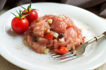 Delicious raw tuna tartare