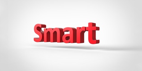 Smart 3D red text Illustration word Render isolated on White grey gray Background