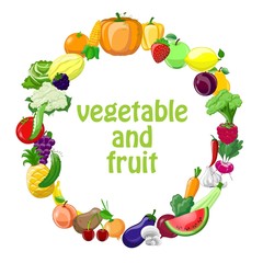 Cartoon vegetables and fruits background