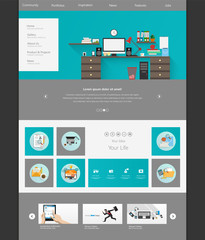 Website template design in editable vector format