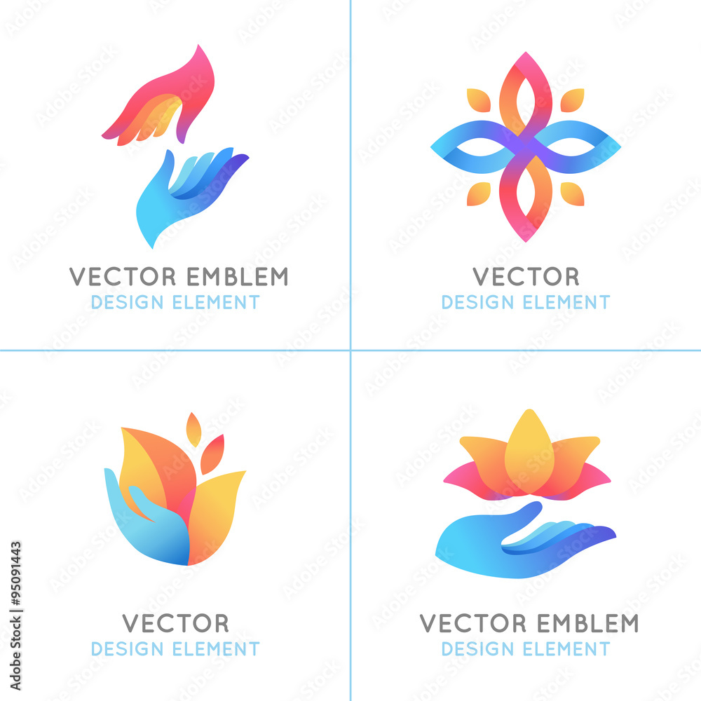 Poster Vector set of gradient logo design elements