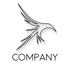 Vector sign abstract hummingbird in flight, in linear style