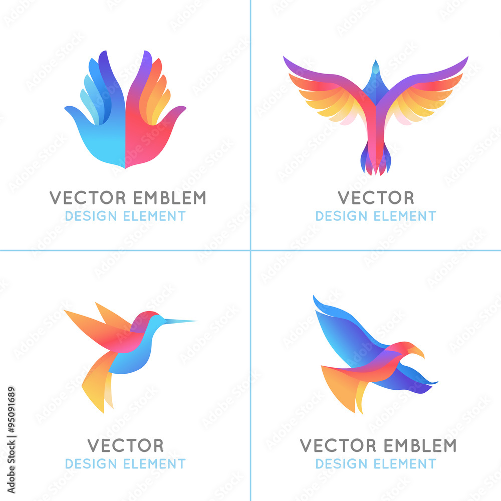 Poster Vector set of abstract gradient emblems
