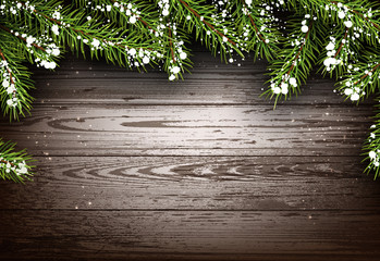 Wooden winter background.