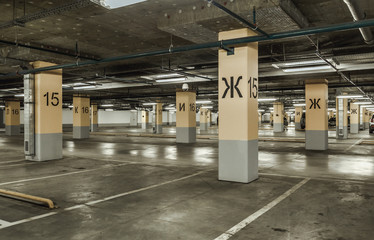 Empty parking lot wall. Urban background