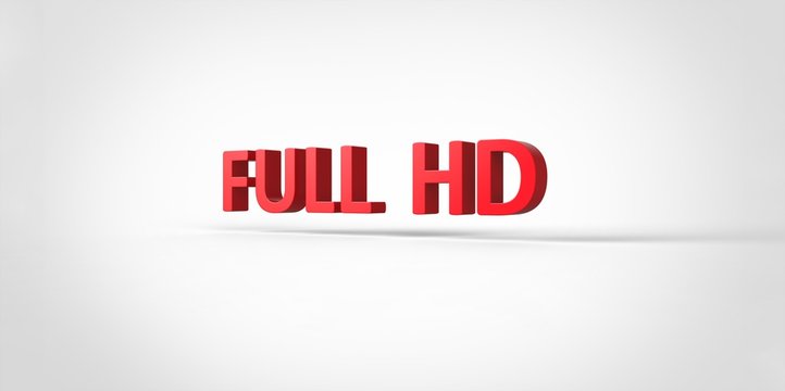 Full HD 3D red text Illustration word Render isolated on White grey gray Background