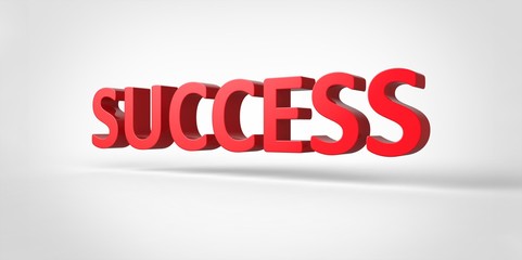 Success 3D text Illustration of motivational word Render isolated on White grey gray Background