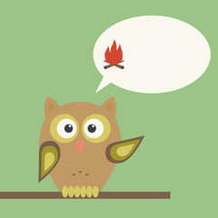 Owl with warning about fire