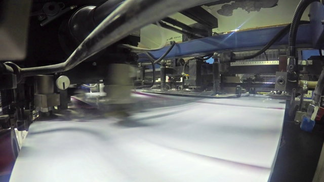 Offset printing machine during production.