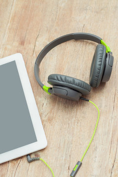 Tablet and headphones
