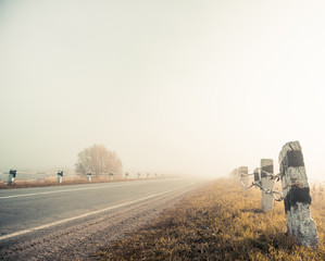 Fototapeta premium foggy freeway roadside