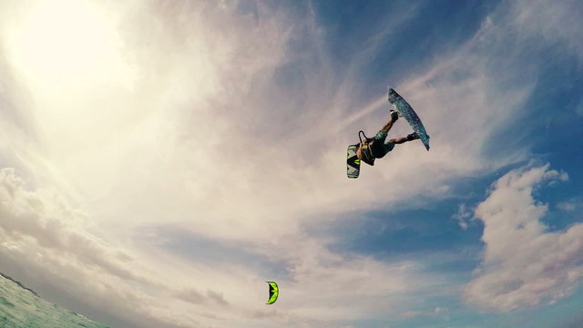 Summer Action Sports. Kitesurfing. Fun in the Ocean. Healthy Active Lifestyle. 
