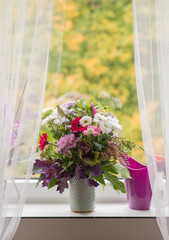 beautiful bouquet on a window sill