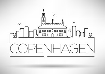 Fototapeta premium Linear Copenhagen City Silhouette with Typographic Design