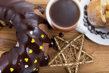 cup of coffee with biscuits