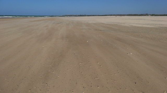 Strong wind at sandy beach