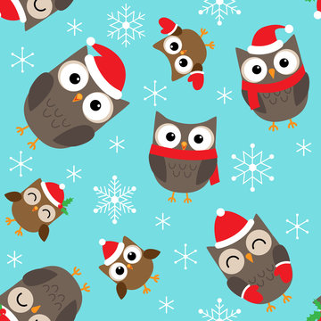 Christmas pattern with owls