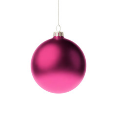 Pink 3d christmas Bauble. Vector illustration