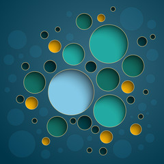 Infographics colorful circles scheme design on dark blue background