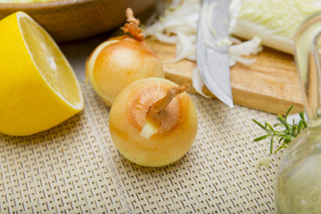 igridienty cooking salad in the kitchen