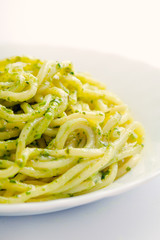 Spaghetti with pesto sauce