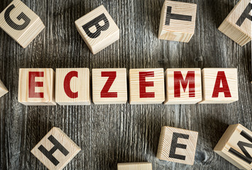 Wooden Blocks with the text: Eczema