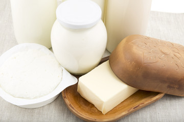 dairy products on a white background
