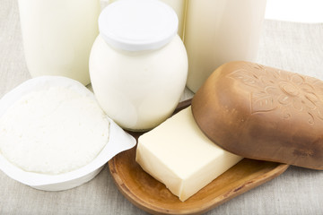 Fototapeta na wymiar dairy products on a white background