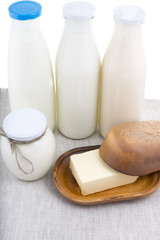 dairy products on a white background