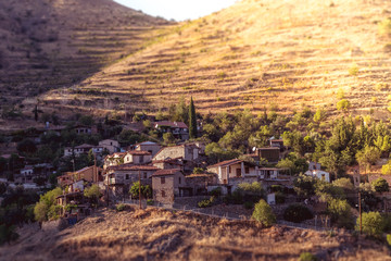 Lazanias, picturesque mountain village in the Nicosia District of Cyprus. Color tone tuned