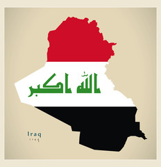 Modern Map - Iraq flag colored IQ