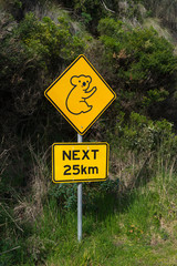 Koalas Ahead Road Sign Australia