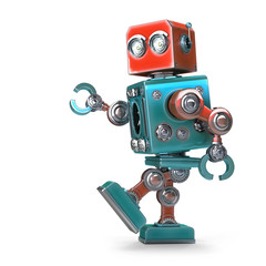 Fototapeta premium Walking Robot. Isolated. Contains clipping path