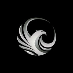 modern metalic silver 3D style eagle clipart icon vector