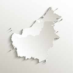 Borneo map card paper 3D natural vector - Malaysia Indonesia Brunei country
