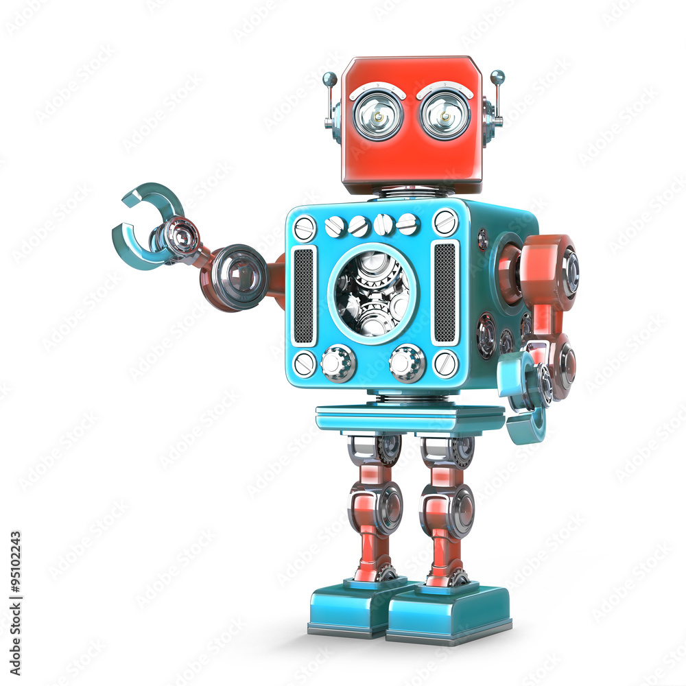 Poster retro robot. isolated. contains clipping path