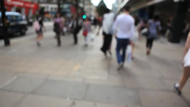Walking on Oxford Street in London
