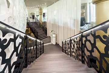modern staircse in hotel lobby