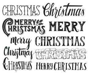 Collection of Merry Christmas hand lettering