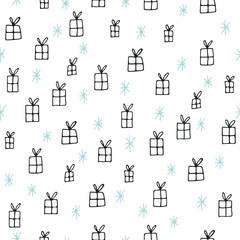 Hand drawn Christmas seamless pattern