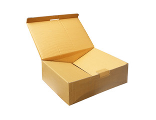 Cardboard box on white.