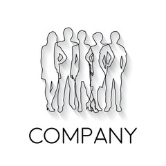 Vector sign abstract people at the work, in linear style