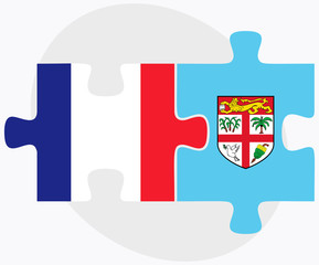 France and Fiji Flags in puzzle