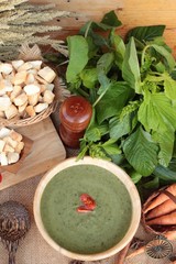 Spinach soup and healthy food of delicious.