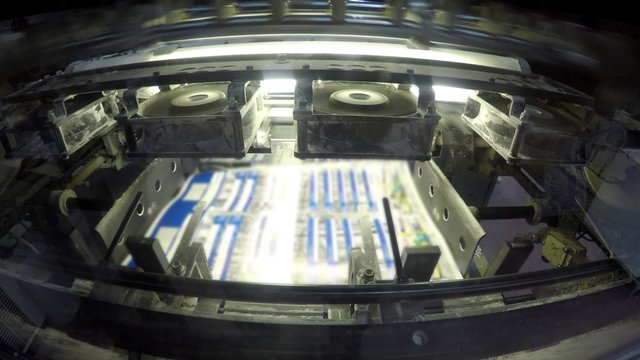 Offset print machine closeup top view