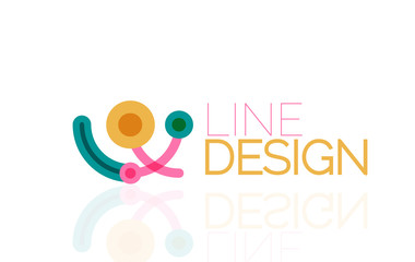 Obraz premium Vector swirl and circles outline minimal abstract geometric logo