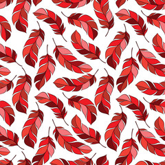 Vector hand drawn seamless patterns with feathers